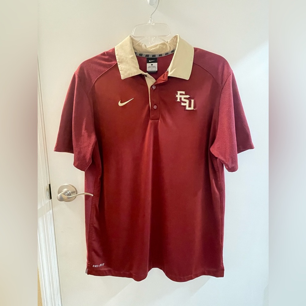 Nike Men's Garnet Polo with Cream Collar - FSU Logo
